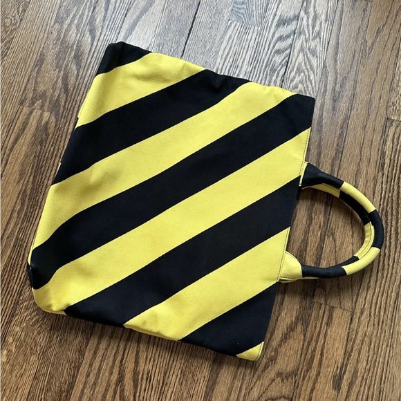 Club Miu Miu yellow stripe canvas tote - Picture 3 of 10